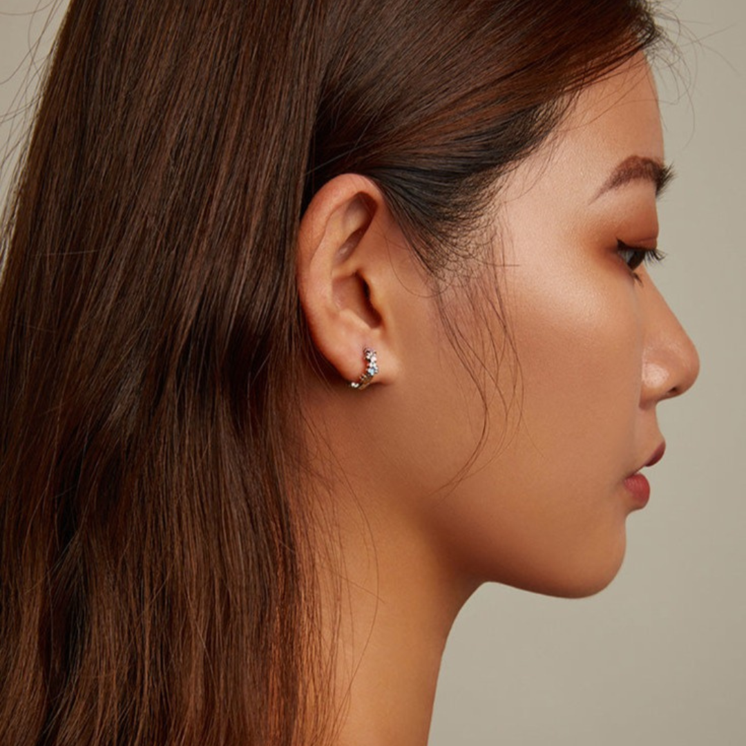 Colorful Paws Hoops Sterling Silver